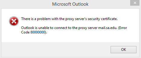 Outlook Proxy Error